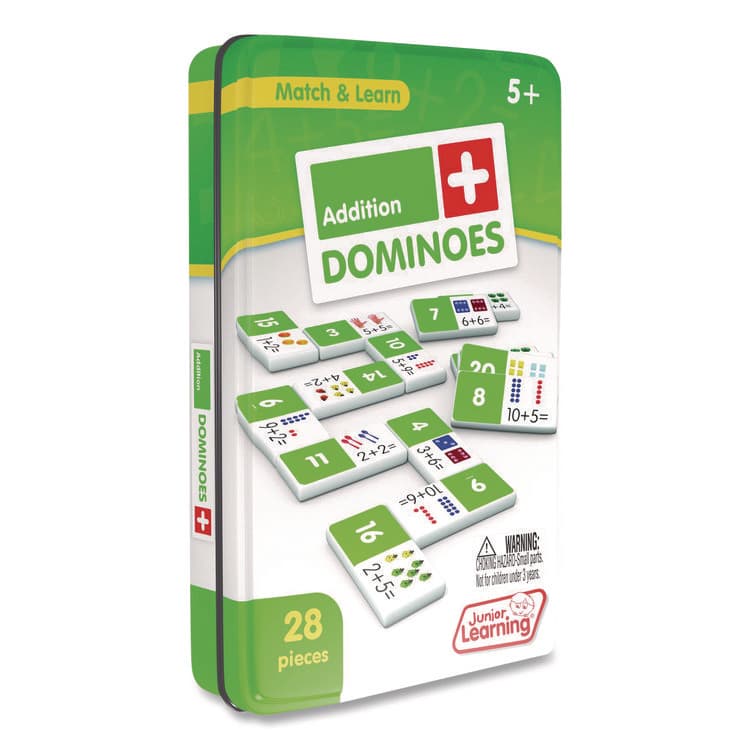 JUNIOR LEARNING Addition Dominoes, 1 to 2 Players, Grades K to 2, 28 Pieces (JRL481) thumbnail 4