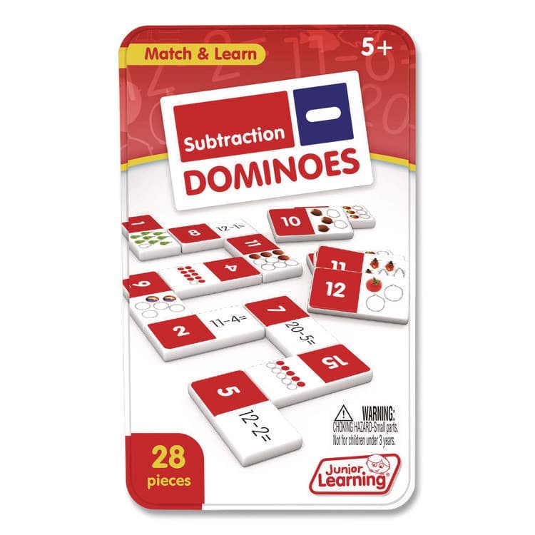 JUNIOR LEARNING Subtraction Dominoes, 1 to 2 Players, Grades K to 5, 28 Pieces (JRL482)
