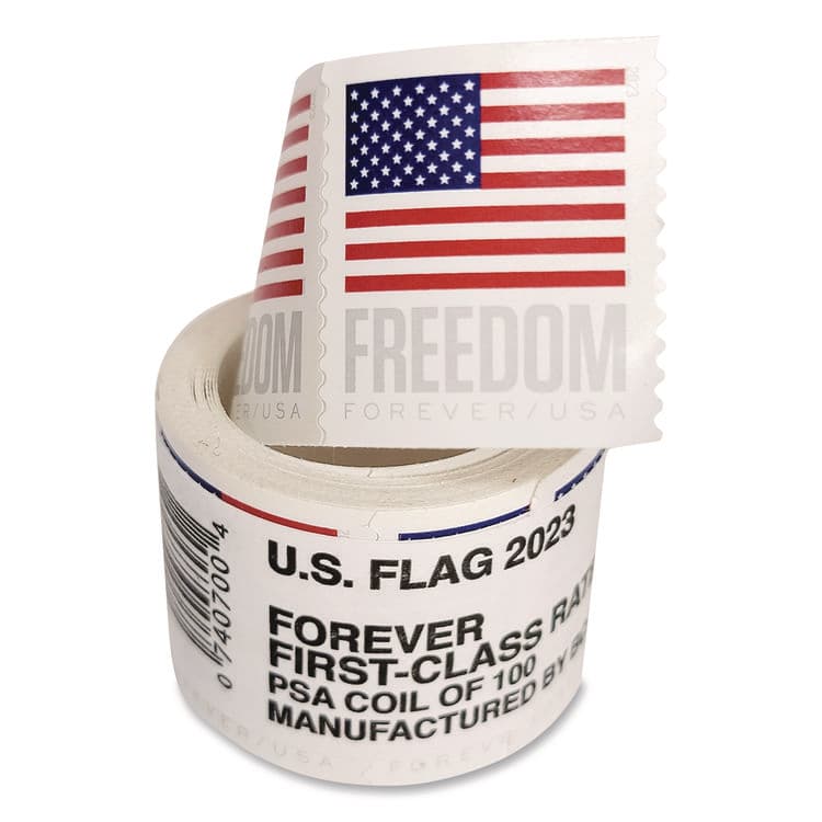 TONER FOR COPY&FAX,RIBBONS First-Class Forever Stamps, U.S. Flag, 100/Roll (WLBUSPS4EVROLL)