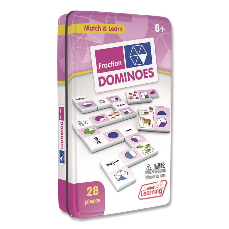 JUNIOR LEARNING Fraction Dominoes, 1 to 2 Players, Grades 3 to 7, 28 Pieces (JRL485) thumbnail 2