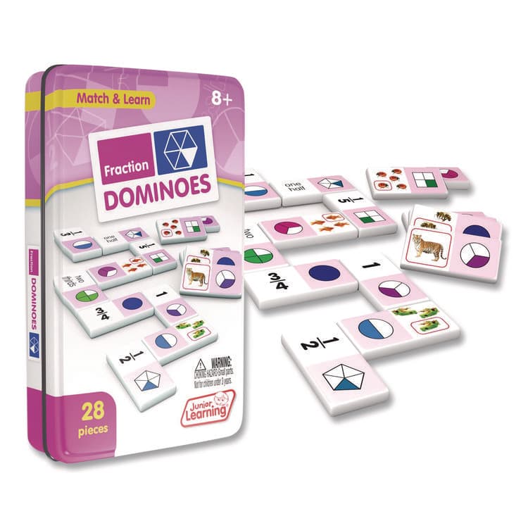 JUNIOR LEARNING Fraction Dominoes, 1 to 2 Players, Grades 3 to 7, 28 Pieces (JRL485) thumbnail 3