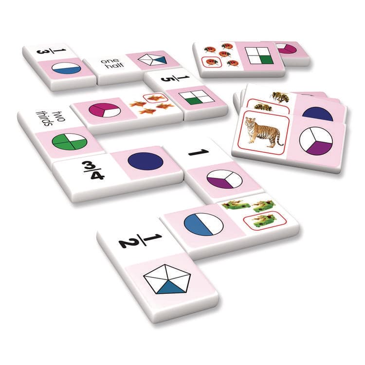 JUNIOR LEARNING Fraction Dominoes, 1 to 2 Players, Grades 3 to 7, 28 Pieces (JRL485) thumbnail 4