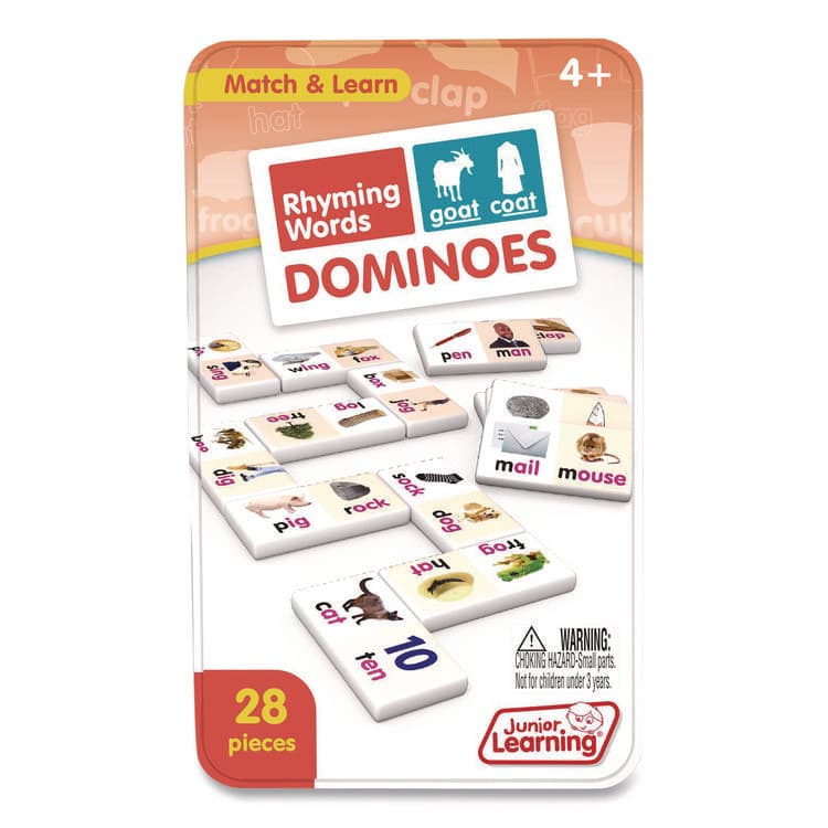 JUNIOR LEARNING Rhyming Words Dominoes, 1 to 2 Players, Grades Pre-K to 5, 28 Pieces (JRL490)