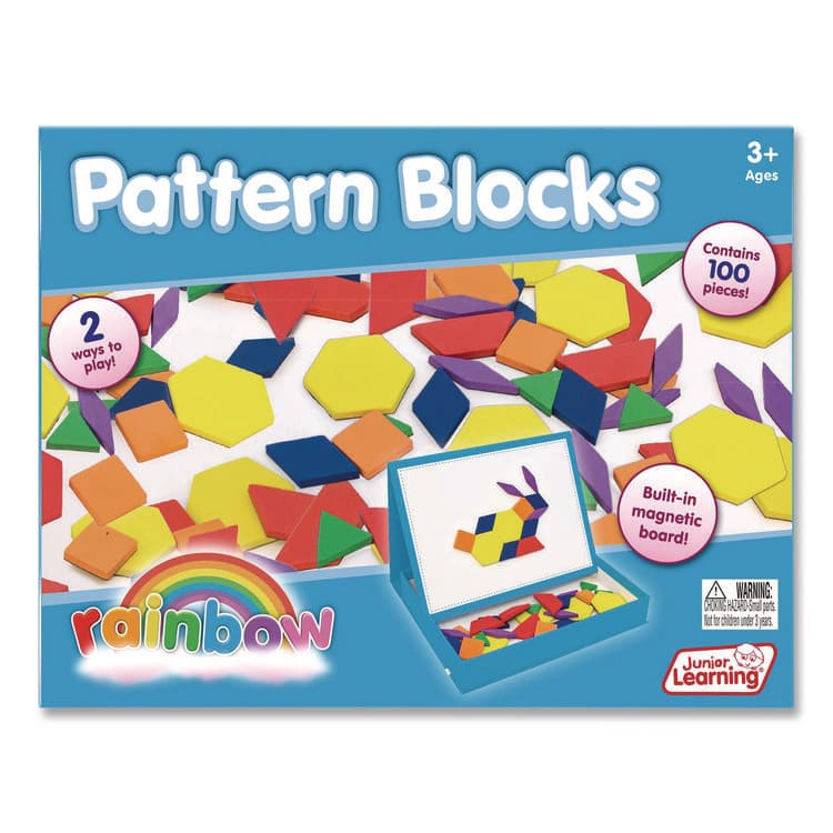 JUNIOR LEARNING Rainbow Pattern Blocks, Pre-K, 100 Pieces (JRL613)