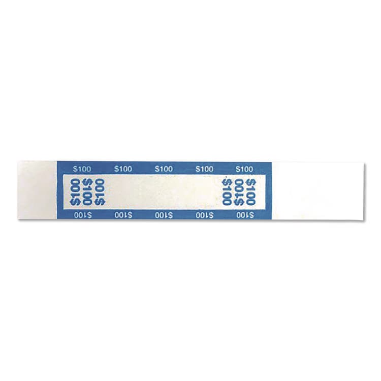 CONTROLTEK Currency Straps, Self-Adhesive, Ones, $100 Strap, Blue/White, 1,000/Pack (CNK560016)