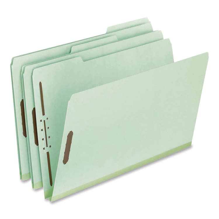 TOPS BUSINESS FORMS Colored Pressboard Top Tab Fastener Folders, 1/3-Cut Tab: Assorted, Expands 1", 2 Fasteners, Legal Size, Light Green, 25/Box (PFX17183)