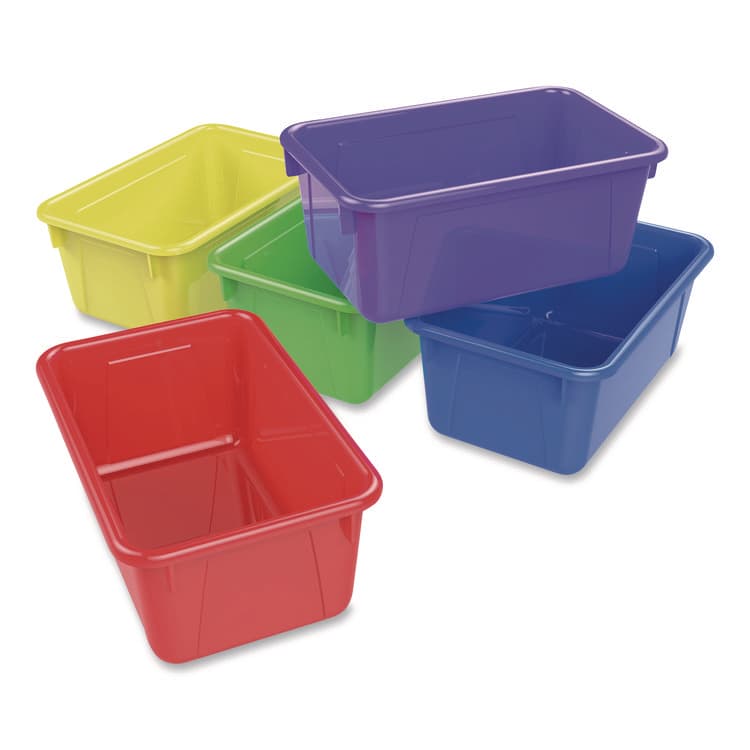 STOREX Cubby Bins, 7.8 x 12.2 x 5.1, Assorted Colors, 5/Carton (STX62414U05C)