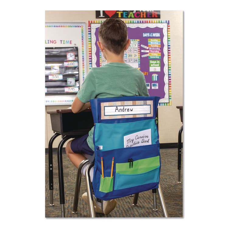 TEACHER CREATED RESOURCES Chair Pocket, 15.5 x 18, Canvas, Blue/Teal/Lime (TCRTCR20970) thumbnail 2