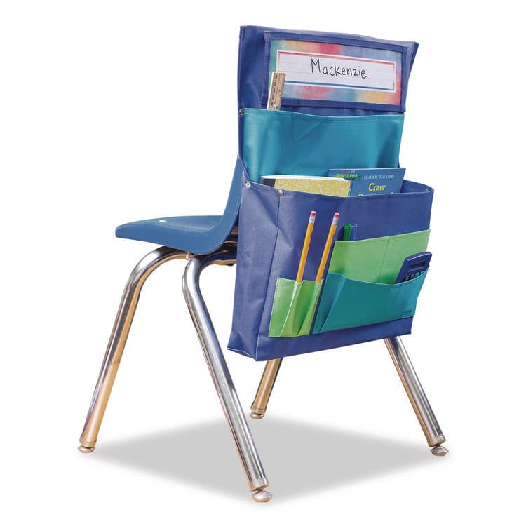 TEACHER CREATED RESOURCES Chair Pocket, 15.5 x 18, Canvas, Blue/Teal/Lime (TCRTCR20970) thumbnail 4