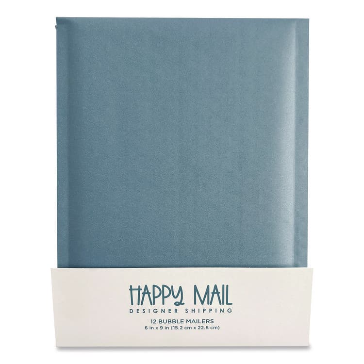 HAPPY MAIL DESIGNER SHIPPING Self-Sealing Bubble Mailer, 6 x 9, Blue, 12/Pack (WLB245154)