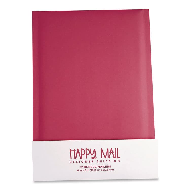 HAPPY MAIL DESIGNER SHIPPING Self-Sealing Bubble Mailer, 6 x 9, Pink, 12/Pack (WLB245155)