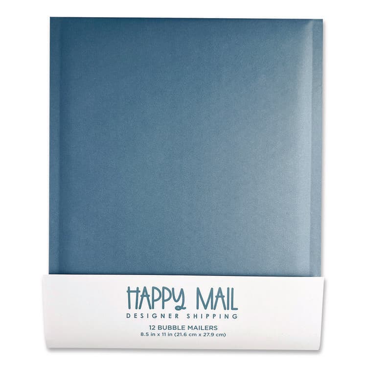 HAPPY MAIL DESIGNER SHIPPING Self-Sealing Bubble Mailer, 8.5 x 11, Blue, 12/Pack (WLB245157)