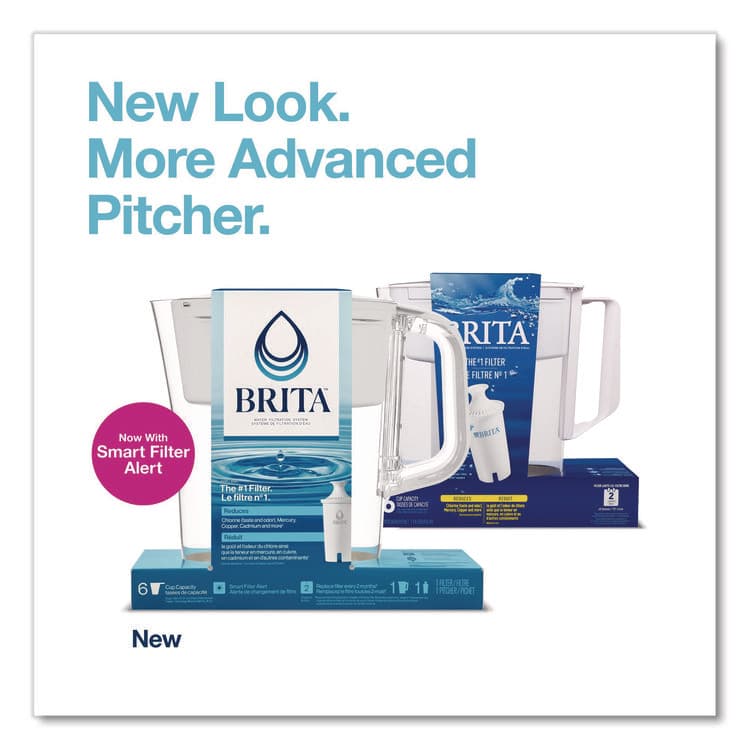 CLOROX SALES CO. Small 6-Cup Water Filter Pitcher with 1 Standard Filter, Denali, White, 2/Carton (CLO36089) thumbnail 2