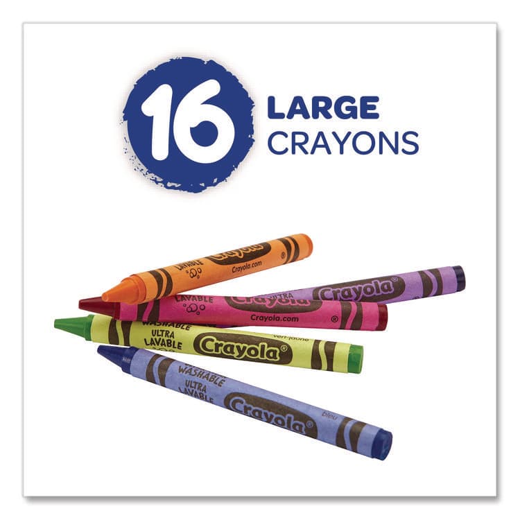 BINNEY & SMITH / CRAYOLA Ultra-Clean Washable Crayons, Large Size, 0.44" x 4", 16 Assorted Colors, 16/Box (CYO523281) thumbnail 3