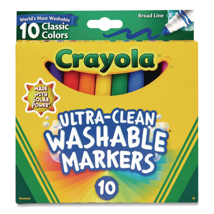 BINNEY & SMITH / CRAYOLA Ultra-Clean Washable Markers, Broad Bullet Tip, Assorted Colors, 10/Pack (CYO587851)