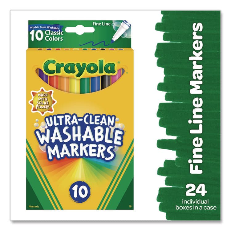BINNEY & SMITH / CRAYOLA Ultra-Clean Washable Markers, Fine Line Precision Bullet Tip, Assorted Colors, 10/Box (CYO587852) thumbnail 2