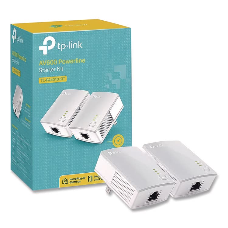 TP LINK USA TL-PA4010KIT AV600 Powerline Starter Kit, 1 Port (TPLTLPA4010KIT)