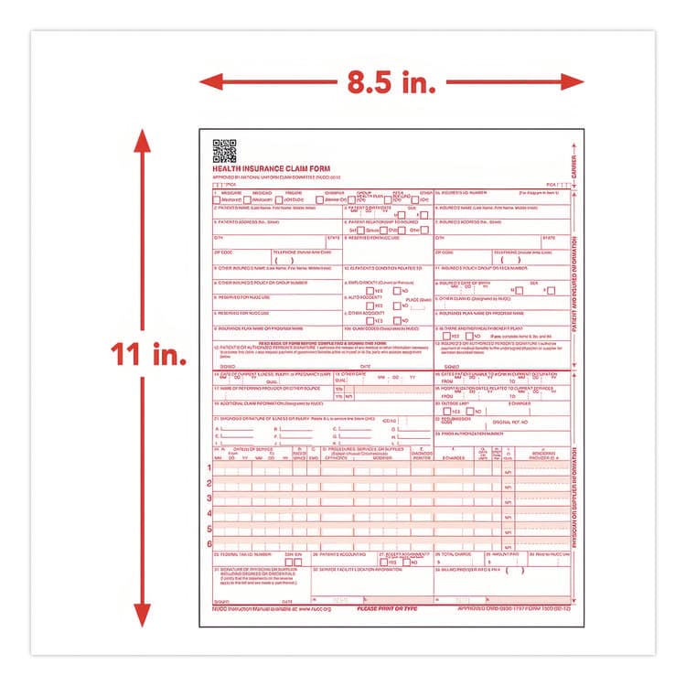 TFP DATA SYSTEMS CMS-1500 Health Insurance Claim Form, One-Part (No Copies), 8.5 x 11, 1,000 Forms Total (TFPCMS12LC1) thumbnail 4