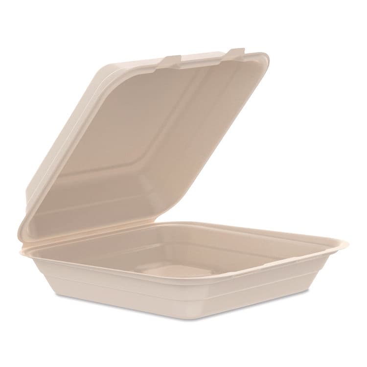 DART Compostable Molded Fiber Hinged Trays, ProPlanet Seal, 9.14 x 9 x 2.98, Natural, 200/Carton (DCC90FBRHT1)