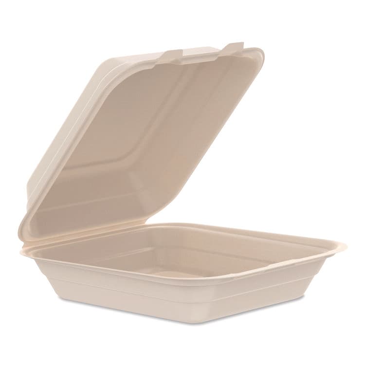 DART Compostable Molded Fiber Hinged Trays, ProPlanet Seal, 8.65 x 7.94 x 2.98, Natural, 200/Carton (DCC80FBRHT1)