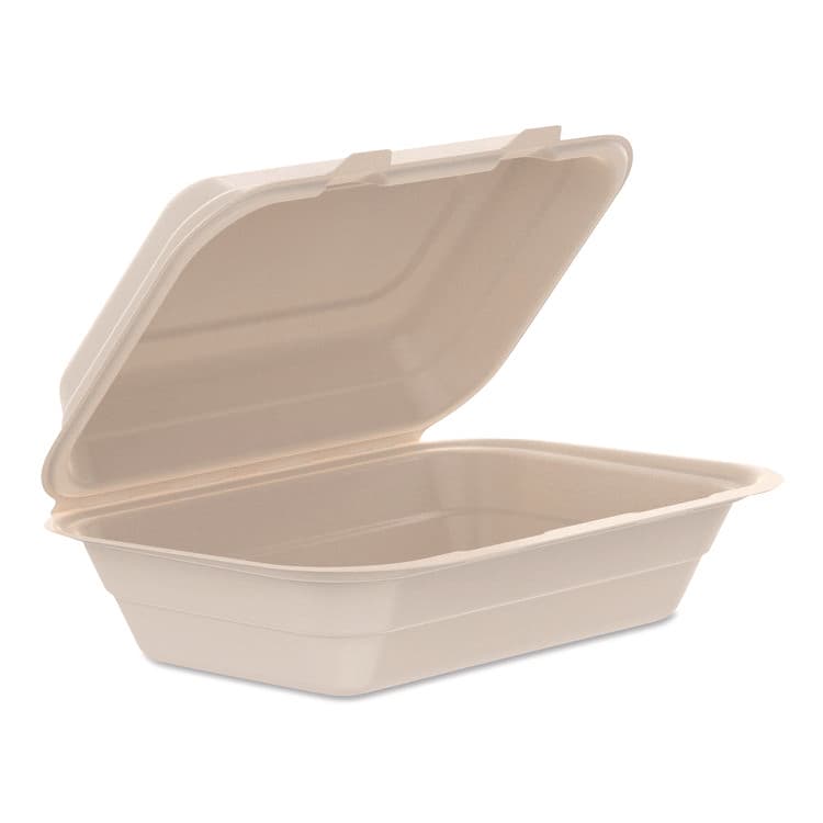DART Compostable Molded Fiber Hinged Trays, ProPlanet Seal, 6.41 x 9.22 x 3, Natural, 200/Carton (DCC206FBRHT1)