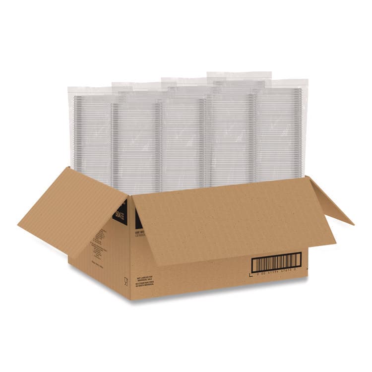 DART Square Plastic Bowls, 12 oz, 8.5 x 8.5 x 2.64, Clear, Plastic, 63 Bowls/Sleeve, 8 Sleeves/Carton (DCCC12SB) thumbnail 3