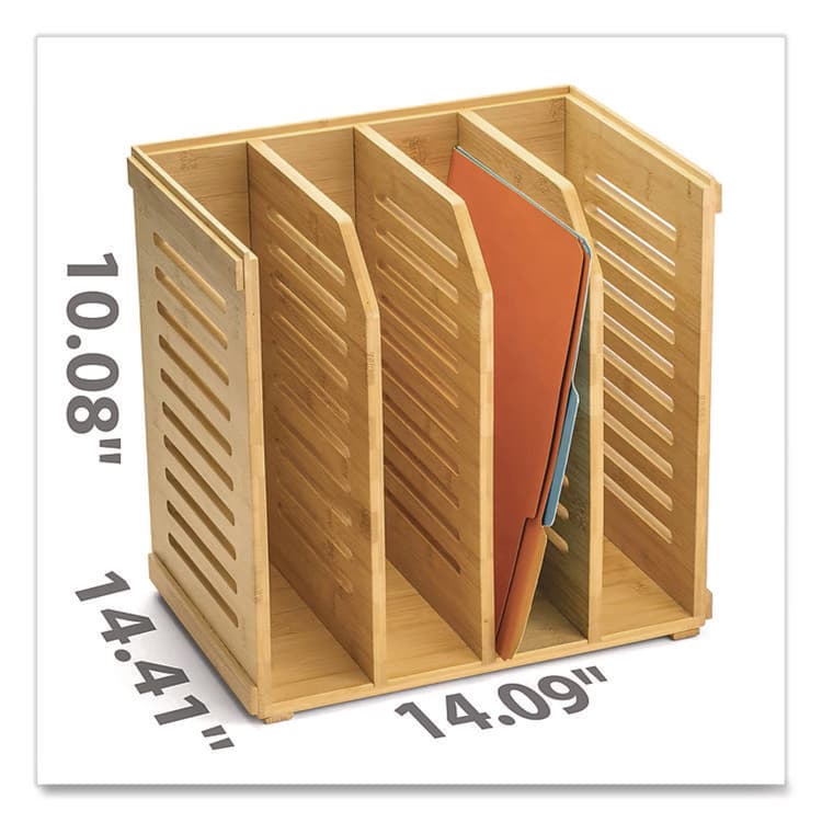 OFFICEMATE INTERNATIONAL CORP. Bamboo Magazine File, 14.09 x 14.41 x 14.41, Brown (OIC71006) thumbnail 3