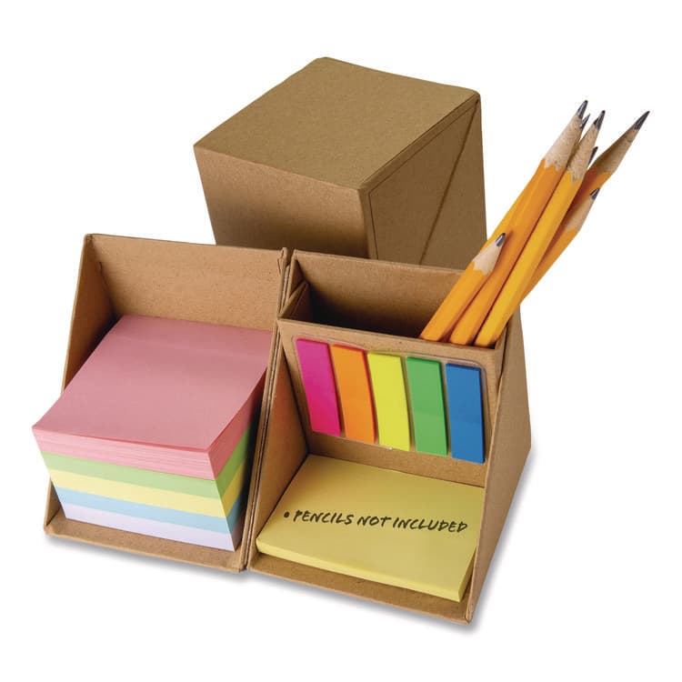 OFFICEMATE INTERNATIONAL CORP. Desk Supply Organizer, 3 Compartments, 3.5 x 3.5 x 3.5, Brown, Paper (OIC21559)