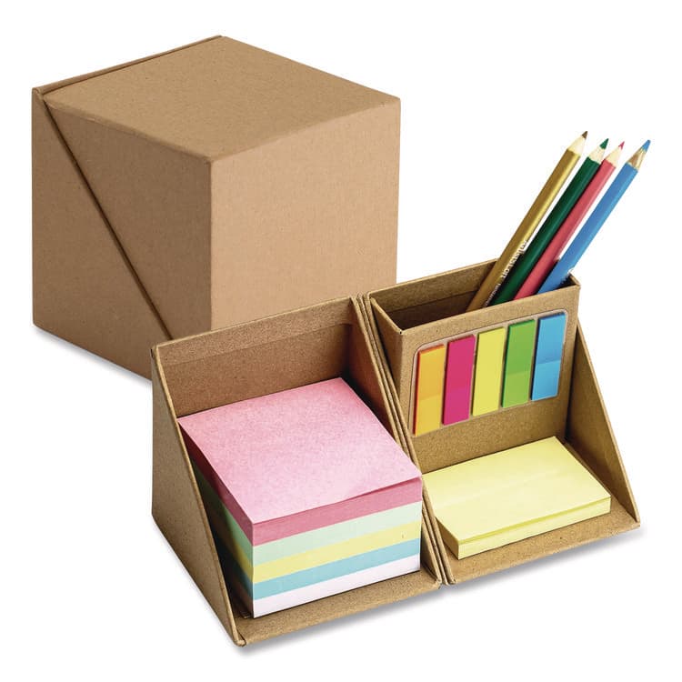 OFFICEMATE INTERNATIONAL CORP. Desk Supply Organizer, 3 Compartments, 3.5 x 3.5 x 3.5, Brown, Paper (OIC21559) thumbnail 2