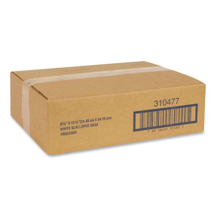 HOFFMASTER Placemats, Smooth Surface, Scalloped Edges, 13.5" x 9.63", White, 1,000/Carton (HFM310477)