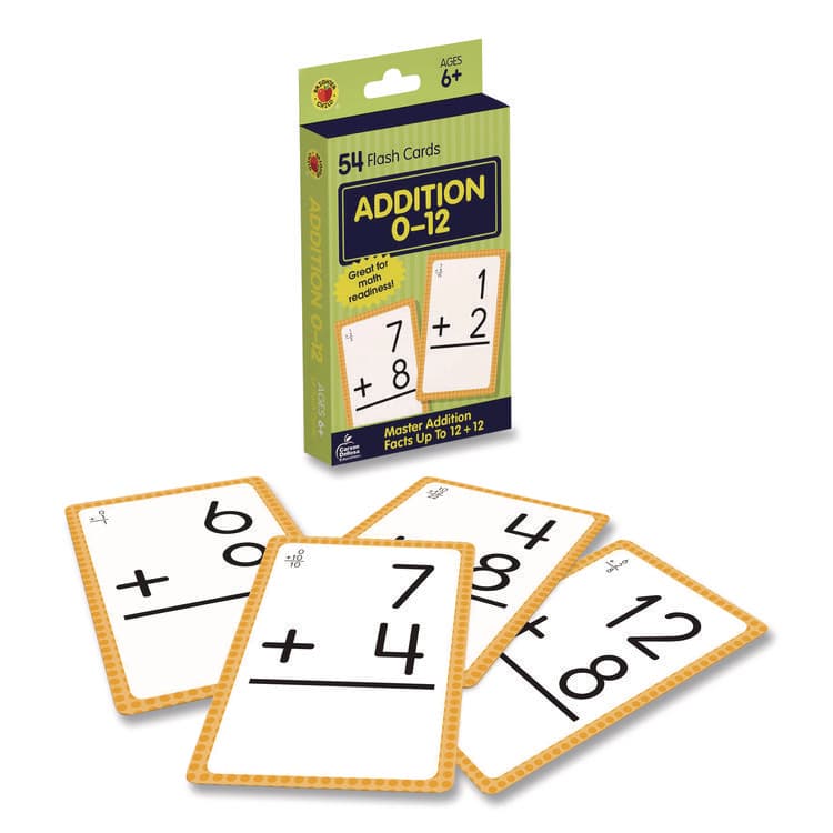 CARSON-DELLOSA EDUCATION Addition 0 to 12 Flash Cards, Grades 1 to 5, 3.25" x 5.25", Assorted Colors, 54 Cards (CDP0769677118)