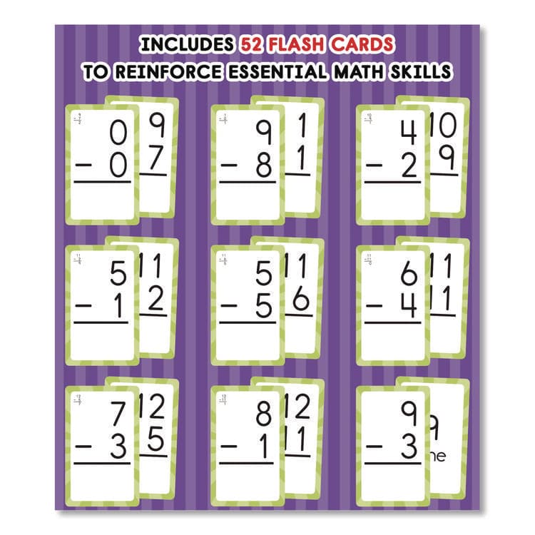 CARSON-DELLOSA EDUCATION Subtraction 0 to 12 Flash Cards, Grades 1 to 5, 3.25" x 5.25", Assorted Colors, 54 Cards (CDP0769677215) thumbnail 3