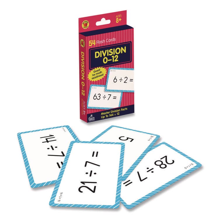 CARSON-DELLOSA EDUCATION Division 0 to 12 Flash Cards, Grades 4 to 6, 3.25" x 5.25", Assorted Colors, 54 Cards (CDP0769677231)
