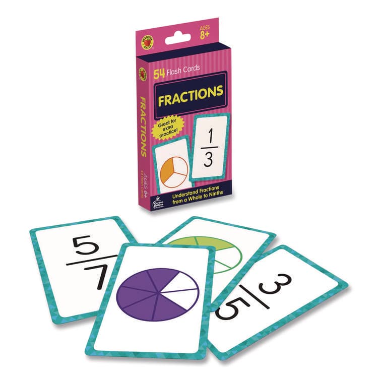 CARSON-DELLOSA EDUCATION Fractions Flash Cards, Grades 4 to 6, 3.25" x 5.25", Assorted Colors, 54 Cards (CDP0769677339)