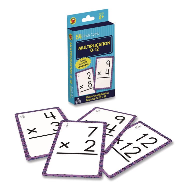 CARSON-DELLOSA EDUCATION Multiplication 0 to 12 Flash Cards, Grades 4 to 6, 3.25" x 5.25", Assorted Colors, 54 Cards (CDP0769677436)