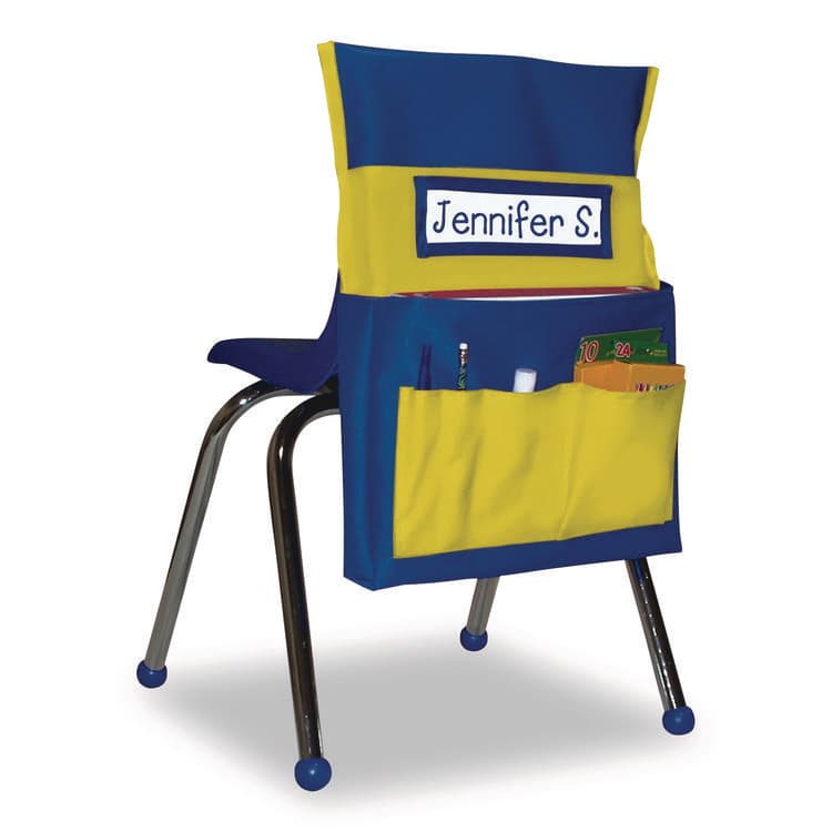 CARSON-DELLOSA EDUCATION Chairback Buddy for Student Chairs with a Back Width Up to 15", Medium, 15 x 1.5 x 19, Fabric, Blue/Yellow (CDP158036)