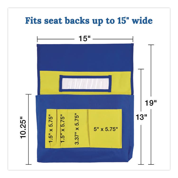 CARSON-DELLOSA EDUCATION Chairback Buddy for Student Chairs with a Back Width Up to 15", Medium, 15 x 1.5 x 19, Fabric, Blue/Yellow (CDP158036) thumbnail 2