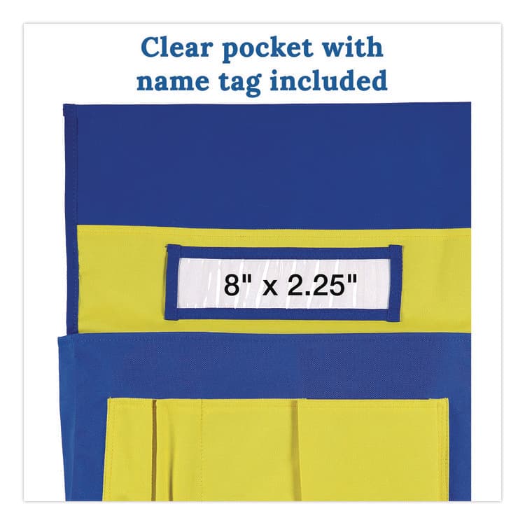 CARSON-DELLOSA EDUCATION Chairback Buddy for Student Chairs with a Back Width Up to 15", Medium, 15 x 1.5 x 19, Fabric, Blue/Yellow (CDP158036) thumbnail 3