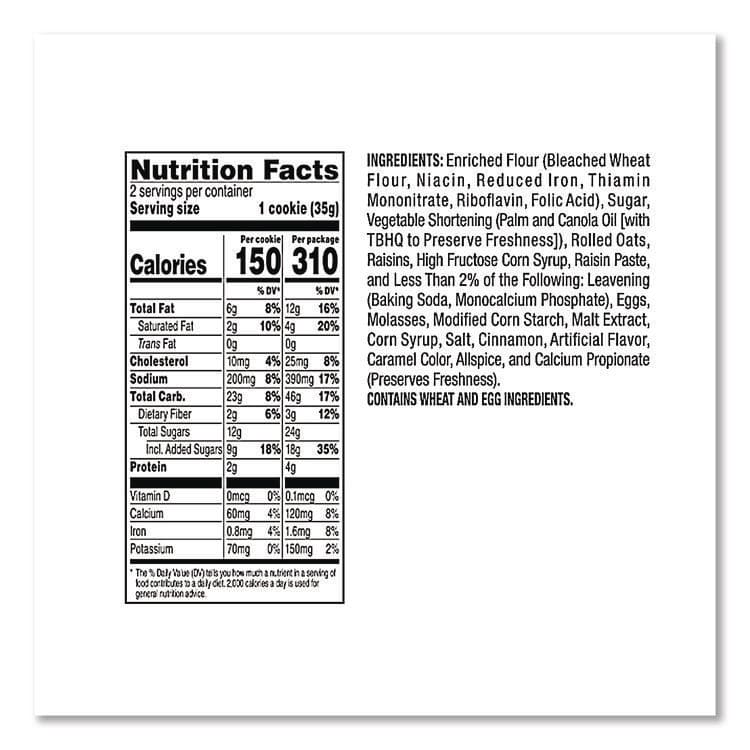 FRITO-LAY, . Cookies - Single Serve, Oatmeal Raisin, 2.5 oz Packet, 60/Carton (GRMFRI45093) thumbnail 4