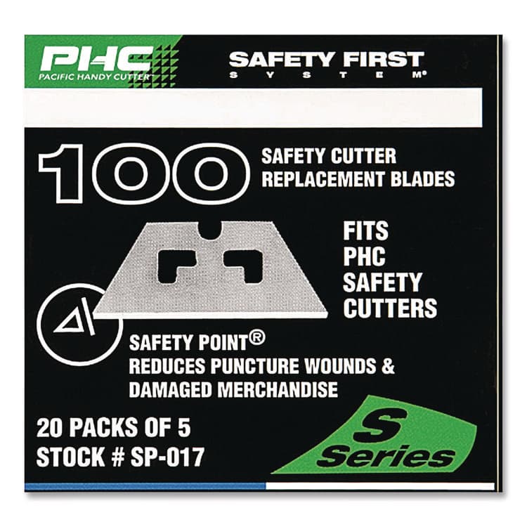 PACIFIC HANDY CUTTER, . Blunt Tip Utility Knife Safety Blades, 0.75" x 2.25", 5/Pack, 20 Packs/Box (PHCSP017)