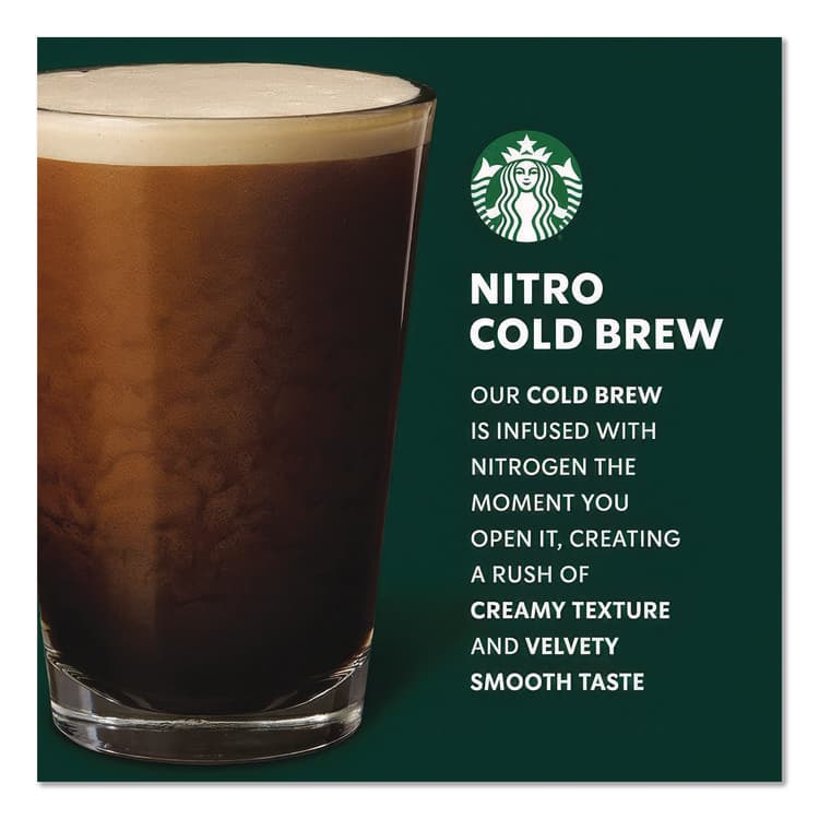 STARBUCKS COFFEE COMPANY Nitro Cold Brew Coffee, Black Unsweetened, 9.6 oz Can, 12/Carton (SBKPEP19286) thumbnail 4