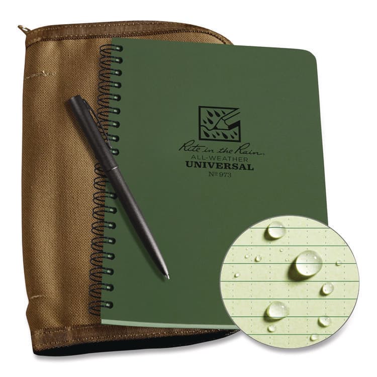 JL DARLING CORPORATION All-Weather Wire-O Notebook, 1-Subject, Universal: Narrow Rule and Quadrille Rule, Dark Green Cover, (32) 7 x 4.63 Sheets (RIR973) thumbnail 2