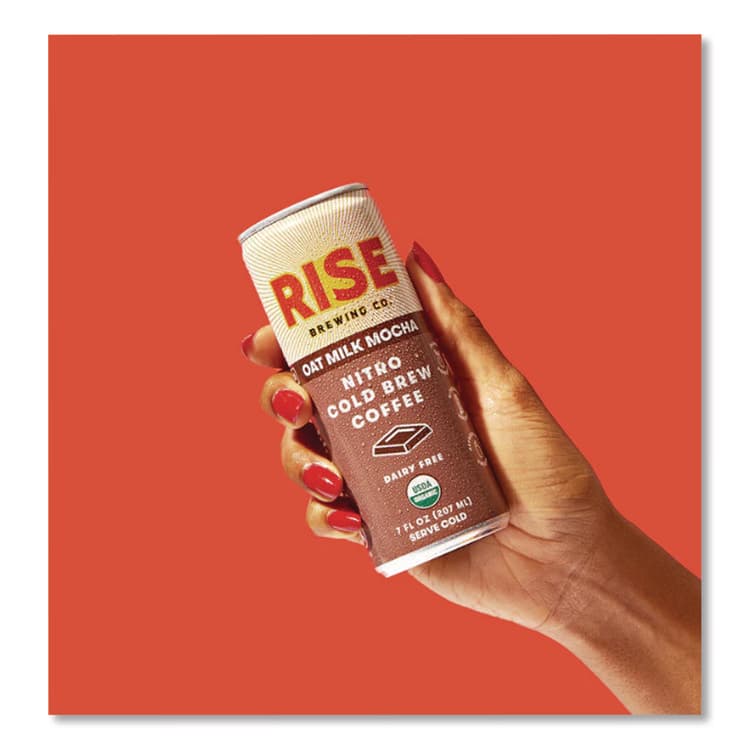 RISE BREWING CO. Nitro Cold Brew Latte, Oat Milk Mocha, 7 oz Can, 12/Carton (RSB00049) thumbnail 3