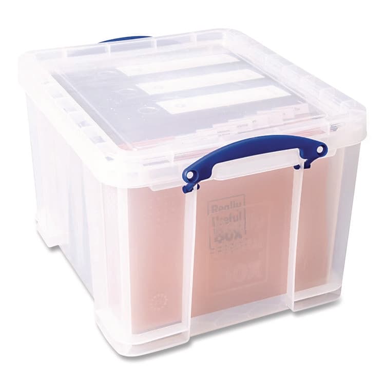 REALLY USEFUL BOXES . Stackable File Box, Legal Files, 14.5 x 18.5 x 12.75, Clear/Blue Accents (RUA32CL) thumbnail 4