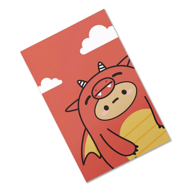 DENIK Smoko Tayto Dragon Layflat Notebook, 1-Subject, Medium/College Rule, Orange/Yellow/White Cover, (72) 8 x 5 Sheets (DNKLFC1902L) thumbnail 3