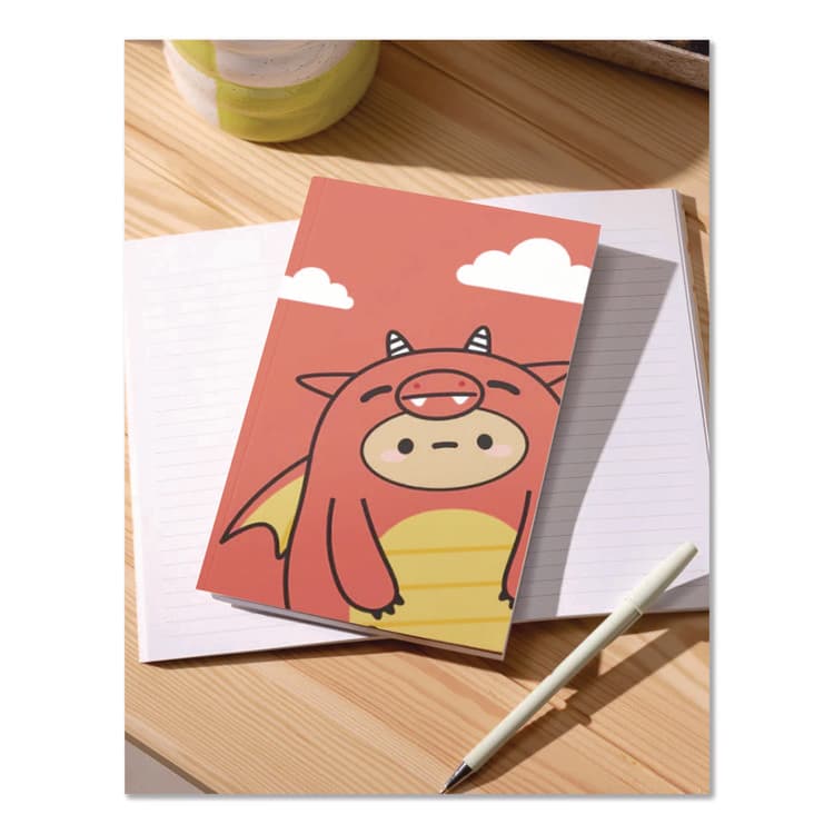 DENIK Smoko Tayto Dragon Layflat Notebook, 1-Subject, Medium/College Rule, Orange/Yellow/White Cover, (72) 8 x 5 Sheets (DNKLFC1902L) thumbnail 4