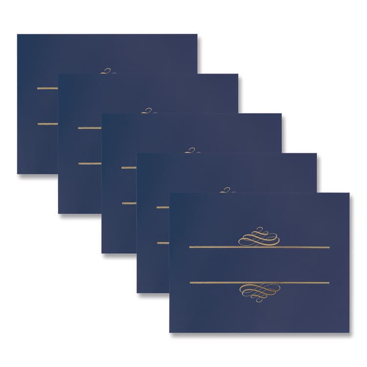 COSCO Embossed Foil Certificate Holders, 80-lb Paper, Navy, 5/Pack (GRP903119)
