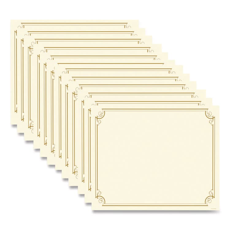 COSCO Golden Scroll Frame Foil Certificate, 11 x 8.5, Beige with Gold Scroll Border, 12/Pack (GRP2011859)
