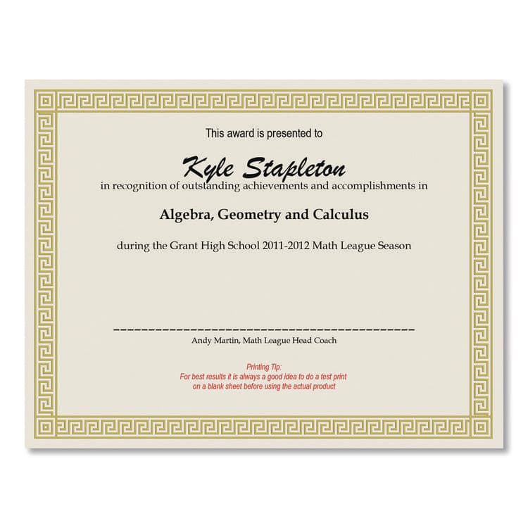 COSCO Foil Border Certificates, 8.5 x 11, Ivory/Gold with Channel Gold Border, 12/Pack (COS963070) thumbnail 3