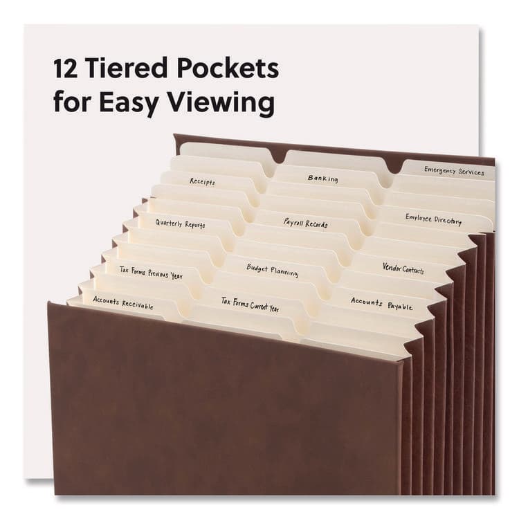 SMEAD MANUFACTURING CO. Stadium File, 10.5" Expansion, 12 Sections, 1/3-Cut Tabs, Letter Size, Saddle (SMD70228) thumbnail 4